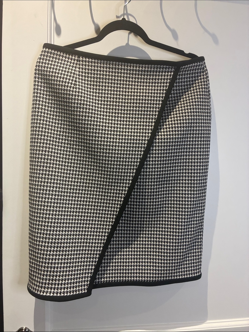 Calvin Klein Houndstooth Faux Wrap Pencil Skirt Trimmed 10 👵MT